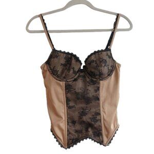 VICTORIA'S SECRET VERY SEXY Gold Black Lace Bustier Bra Goth Fairy - Size 34B